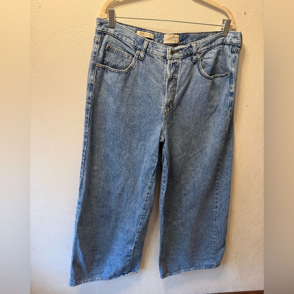 Universal Thread Baggy Wide Leg Jeans 100% Cotton High Rise Y2K Denim Size 14 - Picture 2 of 6